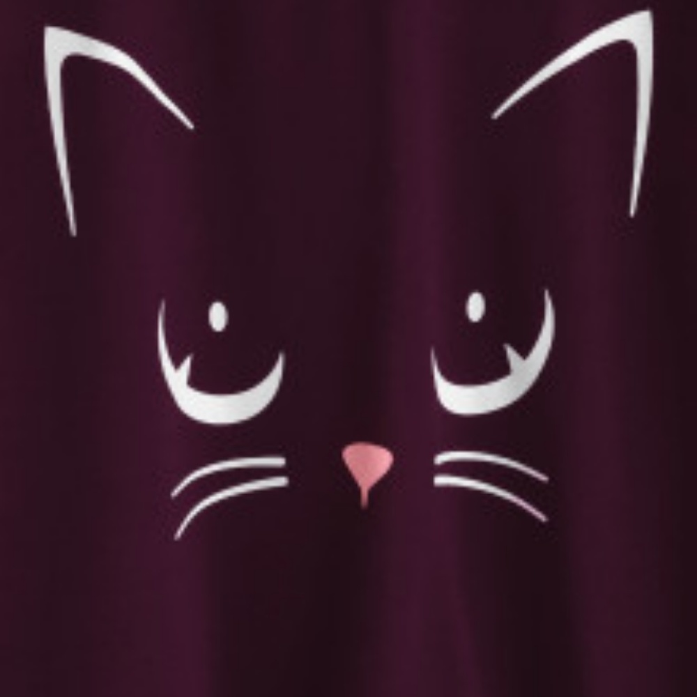 Adorable burgundy  MEOW kitten hoodie - Picture 2 of 4